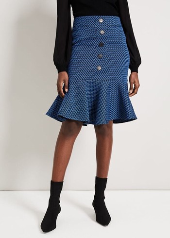 Phase Eight Sabri Tweed Skirts Black/Blue Australia | ON7940215